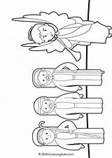 Coloring Christmas Bible Pages Shepherds Truewaykids Kids Jesus Crafts Printables Mesac Sadrac Nativity Abednego sketch template
