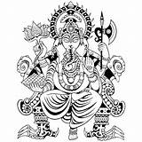 Ganesha Hatchet Lotus sketch template