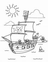 Pirate Coloring Boat Ship Getcolorings sketch template