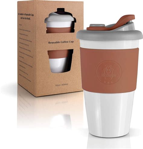 Mr Cuppie Reusable Coffee Cup With Lid Lightweight Portable Travel Mug