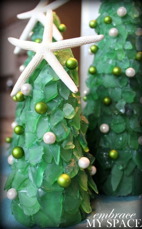 How To Make Beach Themed Sea Glass Christmas Trees Recycled Crafts