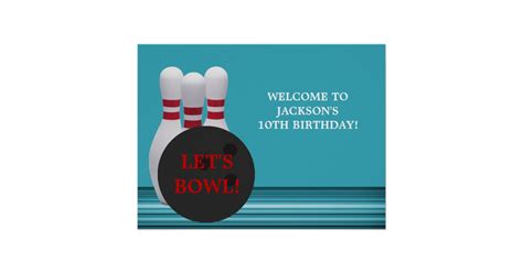 Bowling Birthday Party Poster Zazzle De