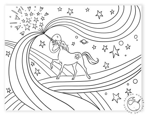 single coloring page unicorn  space sarah jane studios