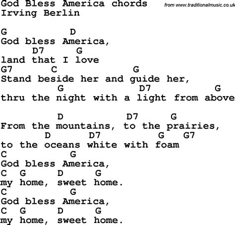 song lyrics  guitar chords  god bless america irving berlin