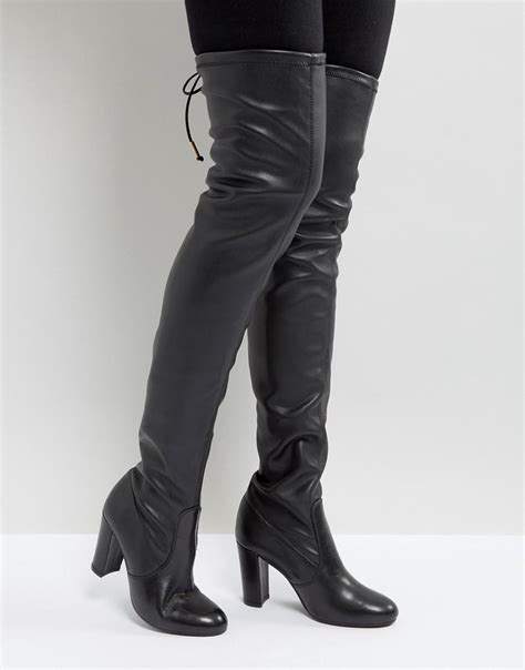 Dune Sybil Leather Over Knee Boots In Black Lyst