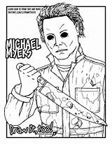 Coloring Myers Michael Pages Jason Halloween Voorhees Drawing Mask Printable Color Draw Scary Book Killers Vorhees Too Kids Drawings Getdrawings sketch template