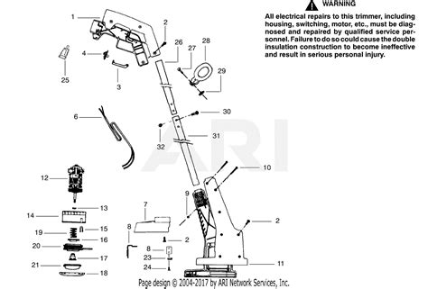 poulan  electric trimmer parts diagram  trimmer assembly