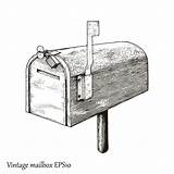 Lettere Cassetta Mailbox Incisione Annata Busta Illustrazione sketch template