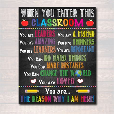 When You Enter This Classroom Poster Tidylady Printables