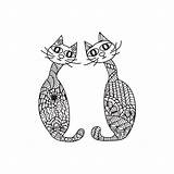 Kleurboek Nek Twee Poezen Met Katten Kleurplaat sketch template