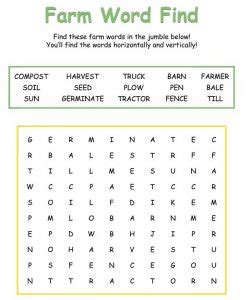 farm word search  kids activity shelter