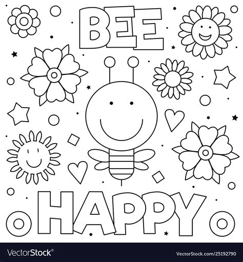 bee happy coloring page bee royalty  vector image