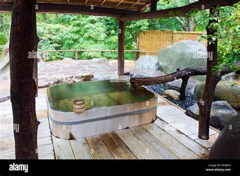 The Japanese Outdoor Onsen Baths At Misatokan In Gunma Japan Stock