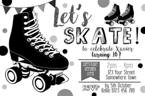 roller skating invites invitations  kids