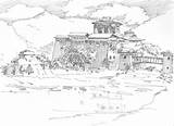 Bhutan Monastery Artfinder sketch template