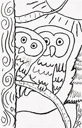 Drawn Owls Tree Coloring Treasure Christian Box Susan Nikitenko sketch template