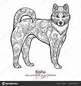 Hond Tekening Kishu Inu Shiba Grafische Witte sketch template