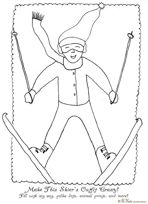 bnute productions  printable skier coloring page
