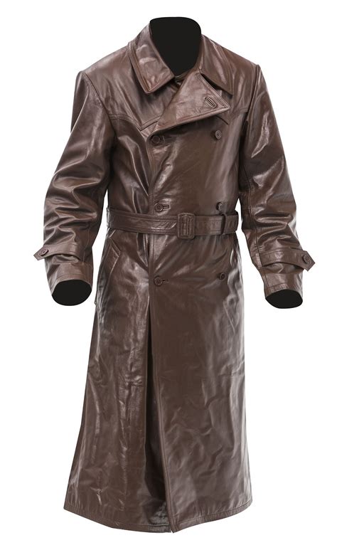 Ww2 Gestapo Leather Trench Coat Brown Reproduction Ww1 And Ww2 German