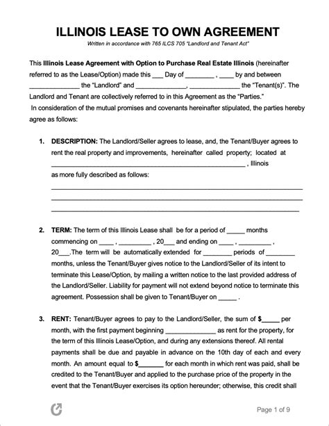 illinois lease   agreement  word