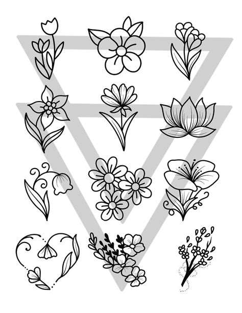 Trendy Flower Tattoo Outlines Etsy