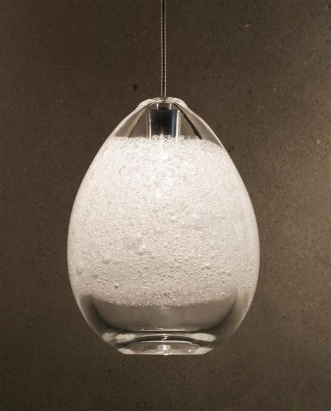 Artisan Blown Glass Shade • Clear Bubble Orb Pendant Light