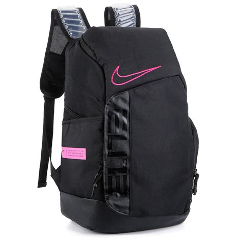 nike elite pro basketball backpack air cushion luggage bag black pink