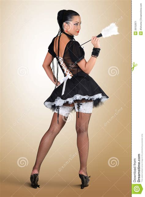 glamorous pinup style french maid stock image image