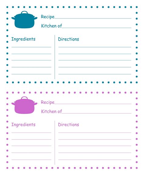 editable recipe card templates
