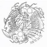 Coloring Koi Fish Pages Yang Tattoo Japanese Yin Printable Coy Pisces Adult Drawing Color Ying Adults Realistic Dragon Outline Getdrawings sketch template