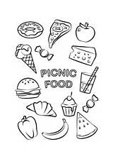 Picnic Food Coloring Basket Pages Printable sketch template