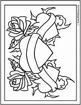 Coloring Roses Hearts Pages Rose Printable Heart Adults Valentine Color Valentines Saint Drawing Print Arrow Kids Printables Pdf Adult Show sketch template