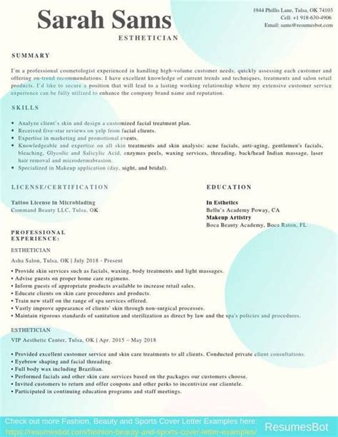 esthetician resume samples templates pdfdoc  rb