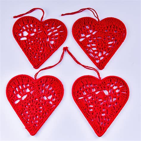 mini red heart ornaments set   handmade red hearts wall etsy