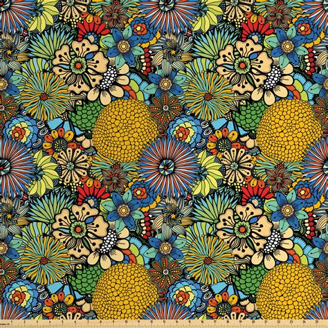 garden art fabric   yard whimsical florist pattern  doodle