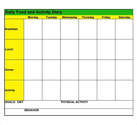 food log printable