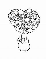 Coloring Pages Heart Flower Roses Bouquet Unique Hearts Shaped Kids Printable Color Getcolorings Print Popular sketch template