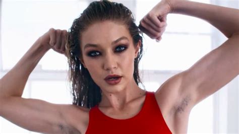 gigi hadid shows off armpit hair in love magazine s advent calendar