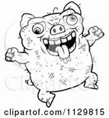 Ugly Outlined Pig Coloring Clipart Vector Cartoon Jumping Confused Thoman Cory sketch template