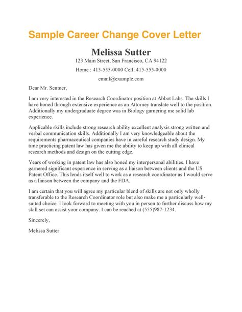 career change cover letter  experience collection letter template