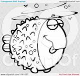 Drunk Blowfish Outlined Coloring Clipart Vector Cartoon Thoman Cory sketch template