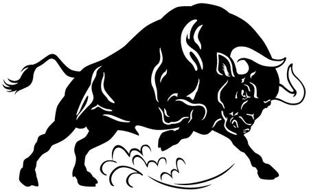 ilustracion del angry bull attacking pose id imagen