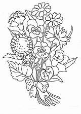 Coloring Flowers Bouquet Pages Printable Flower Sheets Tiki Print Bloemen Coloringtop sketch template