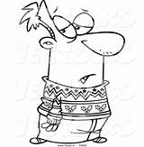 Sweater Cartoon Coloring Outline Vector Man Festive Wearing Leishman Ron Royalty sketch template