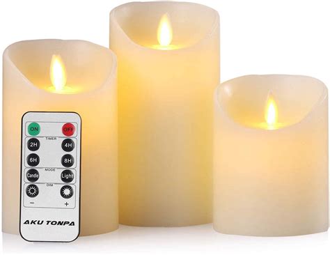 tonpa flameless candles battery operated pillar real wax flickering moving wick electric led