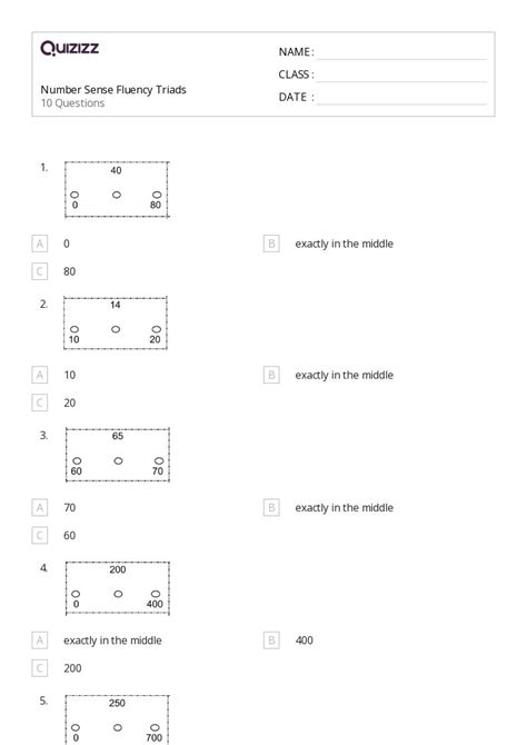 number sense worksheets   class  quizizz  printable