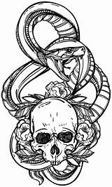 Coloring Adults Halloween Skull Books Book Adult Detailed Pages Relief Stress Designs Scary Skulls Color Cool Scull Snake Tattoo Drawings sketch template