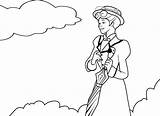 Poppins Coloring Mary Pages Popular sketch template