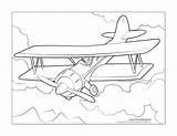 Coloring Pages Biplane Airplane Getdrawings sketch template