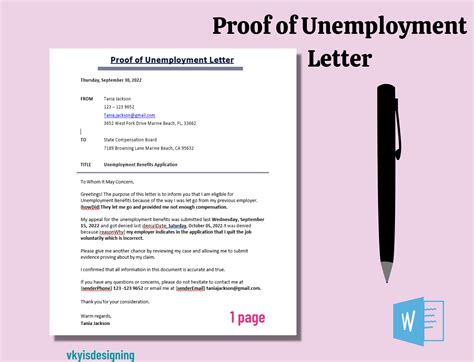 formal protest unemployment letter